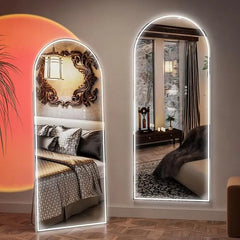Full Length Mirrors with LED Lights, Arched Lighted Mirror, Free Standing Floor Mirrors, 63 "X 20"