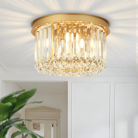 Modern Luxury Ceiling Light Crystal Flush Mount Lighting Indoor Lamp for Corridor Kitchen Island Bedroom