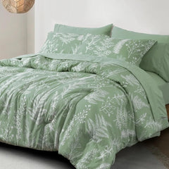PHF 7 Pieces California King Bed in A Bag, Ultra Soft Comforter Set & Sheet Set, Reversible Botanical Bedding Set Include Comfor