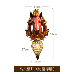 Nordic Resin Horse Head Decor Wall Sconce with Iron Nest Crystals Shade LED E27 Hanging Light Aisle Wall Lamp Entrance Lighting
