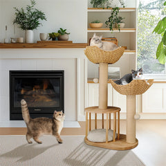 Cat Climbing Tree Indoor Kittens Activity Center 3-Tier Tower with Scratching Post for Cat Furniture