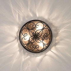 Casa Seville Rustic Flush-Mount Outdoor Ceiling Light Fixture Dark Walnut Scroll Twist 15 Water Glass Damp Rated Exterior Hous