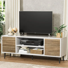 Modern 58-Inch TV Stand with Pop-Up Doors & Cable Management – Entertainment Center for Living Room & Bedroom