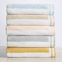 100% Cotton Velour 4 Pack Oversized Beach Towels Cabana Stripe Pool Towels - Quick Dry, Large Swim Towels for Adults and Kids