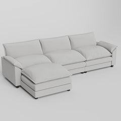 119” Modern L-Shaped Modular Sectional Sofa – Deep Seat Couch with Reversible Ottoman