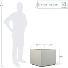 Modern Outdoor/Indoor Square Planter, Lightweight, Heavy Duty, Weather Resistant, Polymer Finish, Commercial