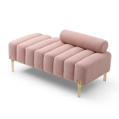 Upholstered End of Bed Bench – Modern 2-Seater Sofa Stool with Adjustable Backrest & Golden Legs