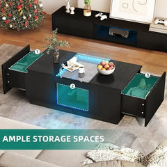 Modern LED Coffee Table with Storage, USB & Type-C Ports – Smart Living Room Centerpiece