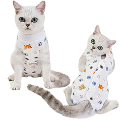 Pet Cat Weaning Suit Cotton Clothes for Small Dogs Cat Vest Jumpsuit Anti-licking After Surgery Recovery Care Suit Kitten Outfit