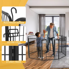 8 Pcs Metal Garden Fence Decorative Barrier Indoor Outdoor Dog Playpen Durable Easy Assembly Animal Enclosure