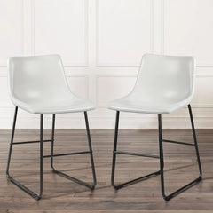 18 inch Bar Stools Set of 2,Counter Height Bar Stools with Back, Modern PU Leather Stools with Metal Leg and Footrest