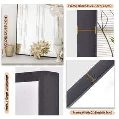 38"x26" Rectangular Bathroom Wall Mirror with Metal Frame, Black
