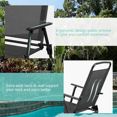 6 Piece Folding Patio Dining Set,Small Metal Outdoor Garden Patio Table and Chair Set w/Umbrella for Lawn,Deck,Backyard