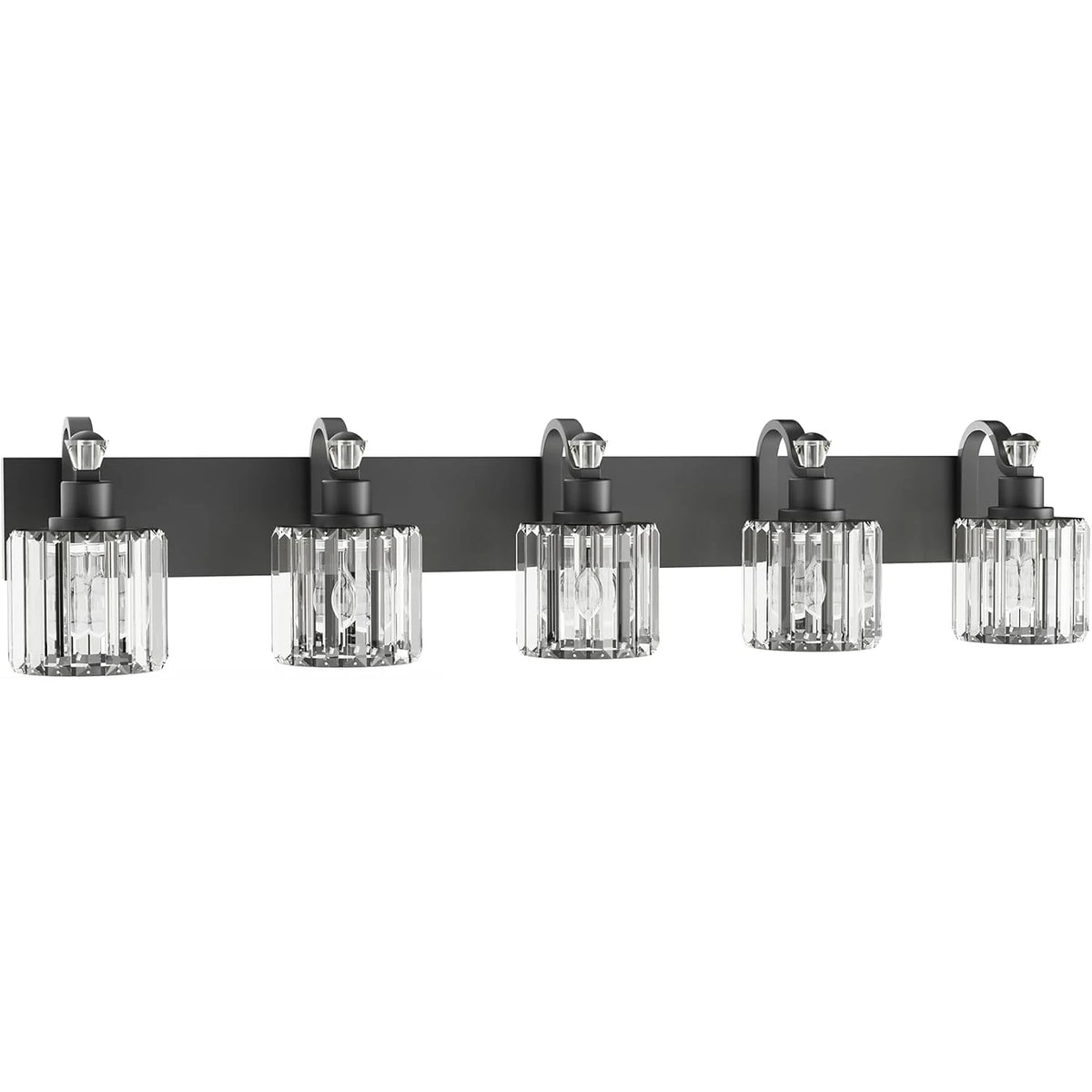 3/4/5/6 Lights Modern Crystal Bathroom Vanity Lights, Black Bathroom Light Fixtures, Crystal Vanity Shower Lights Over Mirror