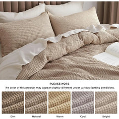 Cotton Duvet Cover King - 100% Cotton Waffle Weave Coconut White Duvet Cover King Size, GentleSoft™ and Breathable Bedding Set