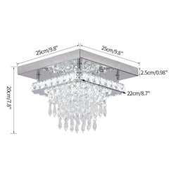 Crystal Flush Mount Ceiling Light Fixtures LED Round Square Chandelier Light Fixture Ceiling Lamp for Kitchen Hallway Foyer