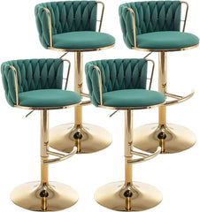 Bar Stools Set of 4, Counter Height Bar Stools with Low Back, Gold Swivel Bar Stools for Kitchen Island, Bar Pub Stools