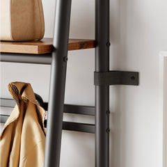 Large Coat Rack Shoe Bench, 4-in-1 Hall Trees Entryway Bench with Coat Rack & Shoe Rack, Steel Frame Storage Shelf & Hanging Bar