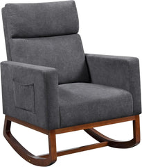 Leather Living Room Chair, Rocking Accent Chairs, , Accent Rocker Armchair, Nursery Glider Chair with High Back and Side Pocket