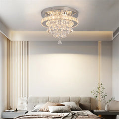 Crystal Chandelier Chrome Ceiling Lamps Led Flush Mount Stainless Steel Fixture Aisle Light Lustre Dining Room Living Room Decor