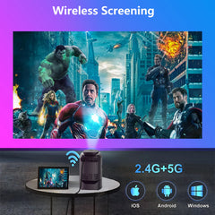 Projector Android Native 1080p Support 4K with Built in Stand with WiFi and Bluetooth