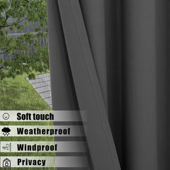 2/4PCS Waterproof Outdoor Curtains, UV Protection, Thermal Insulation, Sun Blocking, Grommet Top for Porch, Pergola, Cabana