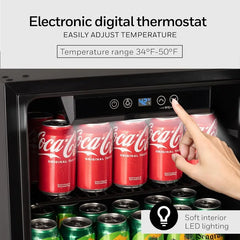 Honeywell Beverage Refrigerator and Cooler, 115 Can Mini Fridge with Glass Door for Soda Beer or Wine for Office or Bar