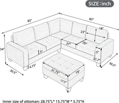 Sectional Sofa Couch with Reversible Chaise, Storage Ottoman, and Cup Holders – L-Shaped Sofa Lounge for Living Room