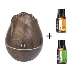 1pc Wooden Aromatherapy Essential Oil Diffuser, 4.4oz Soundwave technology Electric Air Humidifier with Pre-Filter, USB Powered