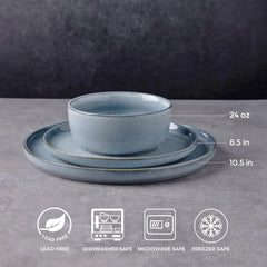 Dinnerware Sets for 4,Round Reactive Glaze Ceramic Plates and Bowls Set,Highly Chip and Crack Resistant | Dishwasher Dishes