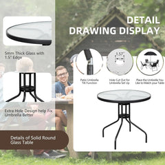 6 Piece Folding Patio Dining Set,Small Metal Outdoor Garden Patio Table and Chair Set w/Umbrella for Lawn,Deck,Backyard