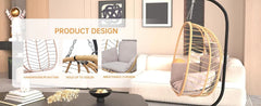 Chair with Stand Patio Hammock Swing Chair, Basket Wicker Rattan Adjustable Height