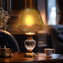 2pc 7×13×7.8" etched chrysanthemum style metal lampshade, suitable for table lamp, floor lamp, black gold