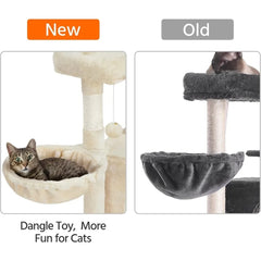 42in Cat Tree Tower for Indoor Cats. Cat Condo with Perch & Hammock, Multi-Level Activity Center, Scratching Posts