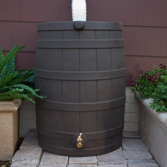 40 Gallon Flat Back Rain Barrel Durable Resin Eco-Friendly Water Collector Brass Spigot Rainwater Harvesting System Outdoor