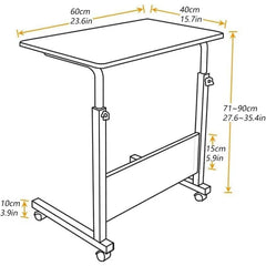 Rolling Desk Mobile Standing Desk Mobile Side Table 23.6 Inches w/Wheels Adjustable Movable Portable Laptop Stand for Bed Sofa