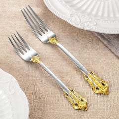 Luxury 20 piece 18/10 stainless steel cutlery set, 4-person service, silver plated with gold, exquisite silverware set