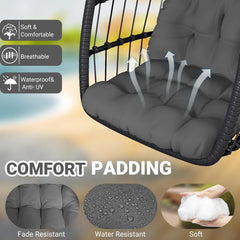 Egg Chair with Stand,Patio Rattan Wicker Hanging Swing Egg Chair Hammock Chair for Bedroom Porch Garden