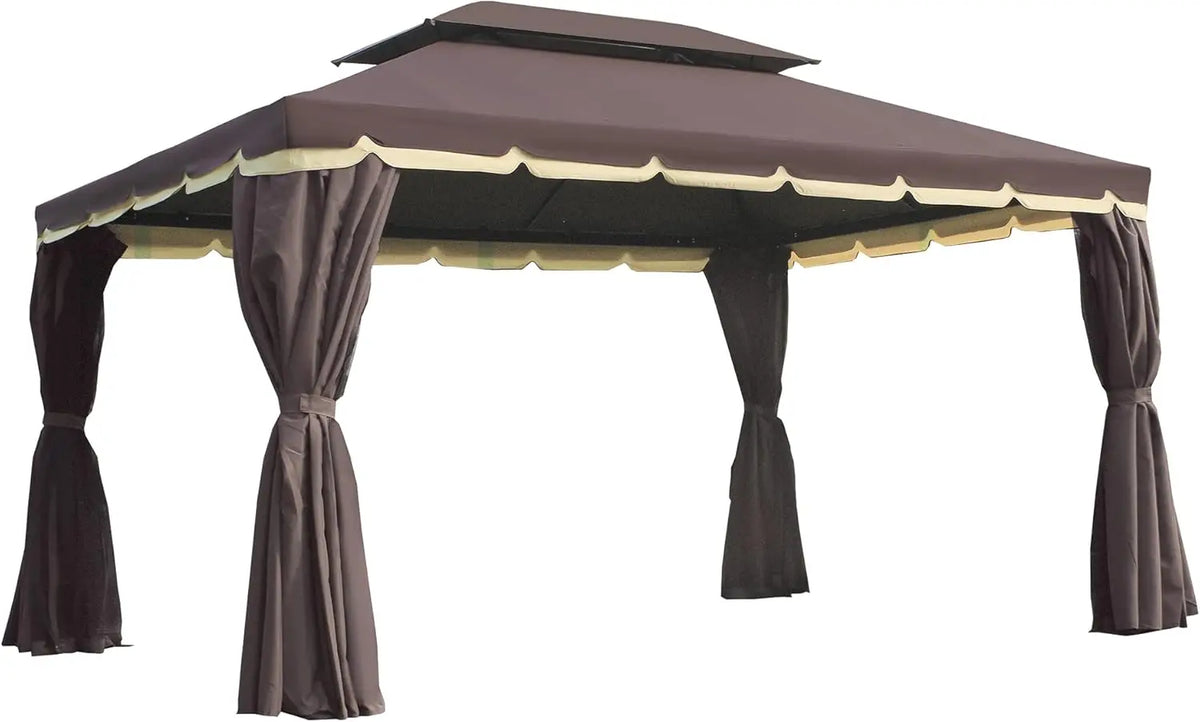 10 'x 13' terrace pavilion, outdoor pavilion sunshade with mesh and curtains, suitable for gardens