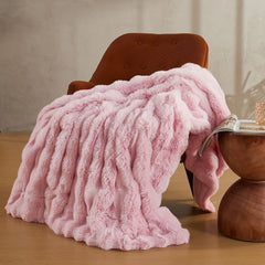 JELLYMONI Faux Fur Throw Blanket, Throw Blanket for Couch, Fuzzy Cozy Plush Bubble Bed Throw Blanket, Thick and Warm Blanket