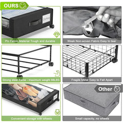 Under Bed Storage with Wheels,  Under Bed Storage Containers, Under The Bed Storage Organizer with Clear Lids - Rolling Drawers
