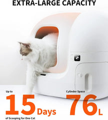 Self Cleaning Cat Litter Box PuraMax Cat Litter Box for Multiple Cats App Control/xSecure/Odor Removal Automatic Cat Litter Box