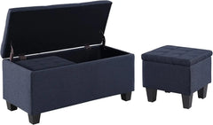 Hinged Storage Ottoman Set of 3, 38'' Living Room Storage Bench with Thick Seating, 2pcs Small Square Dorm Stool