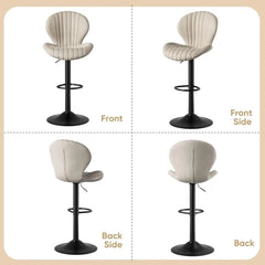 Bar Stools Set of 2 Modern Swivel Bar Chairs, Barstools Counter Height with High Backrest, Easy 3-5 Minute Assembly for Bar