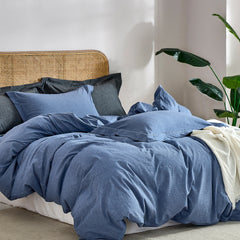 JELLYMONI 100% Washed Cotton 3 Pieces  Duvet Cover - Linen Like Textured Breathable Comforter Cover with Pillow Shams