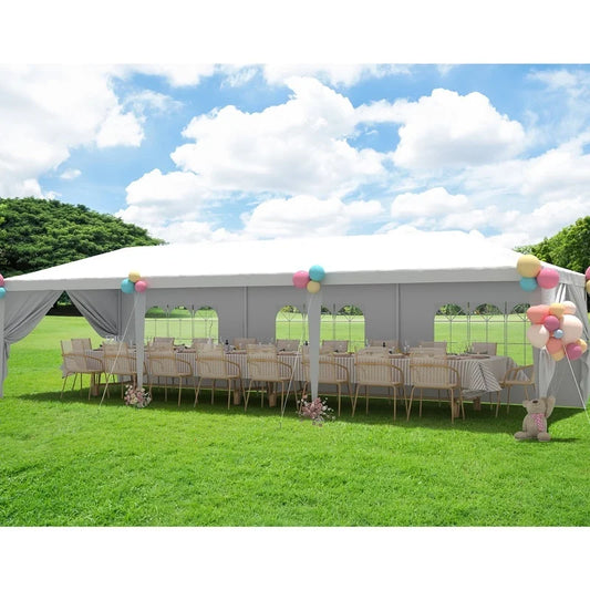 10x30 Heavy Duty Waterproof Outdoor Party Tent Gazebo with Side Walls Windows Weddings BBQ Camping Events