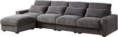 128'' Oversized L-Shaped Modular Sectional Sofa with Cup Holders & Charging Port