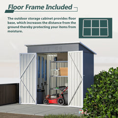 Outdoor Storage Shed, 6 X 4 FT Large Metal Utility Tool Sheds with Floor Frame, Steel Garden Shed for Backyard Garden Patio Lawn