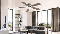 Modern 52 Inch Led Ceiling Fan With 110V 6 Speed Wind 5 Blades Remote Control Reversible DC Motor With Light