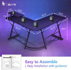 L Shaped Gaming Desk Corner Computer Desk, Home Office Desks Writing Workstation with Large Monitor Stand, Easy to Assemble
